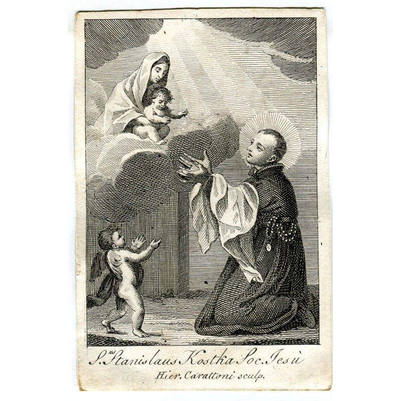 San Stanislao Kostka, incisione di Hier Carattoni, XVIII secolo