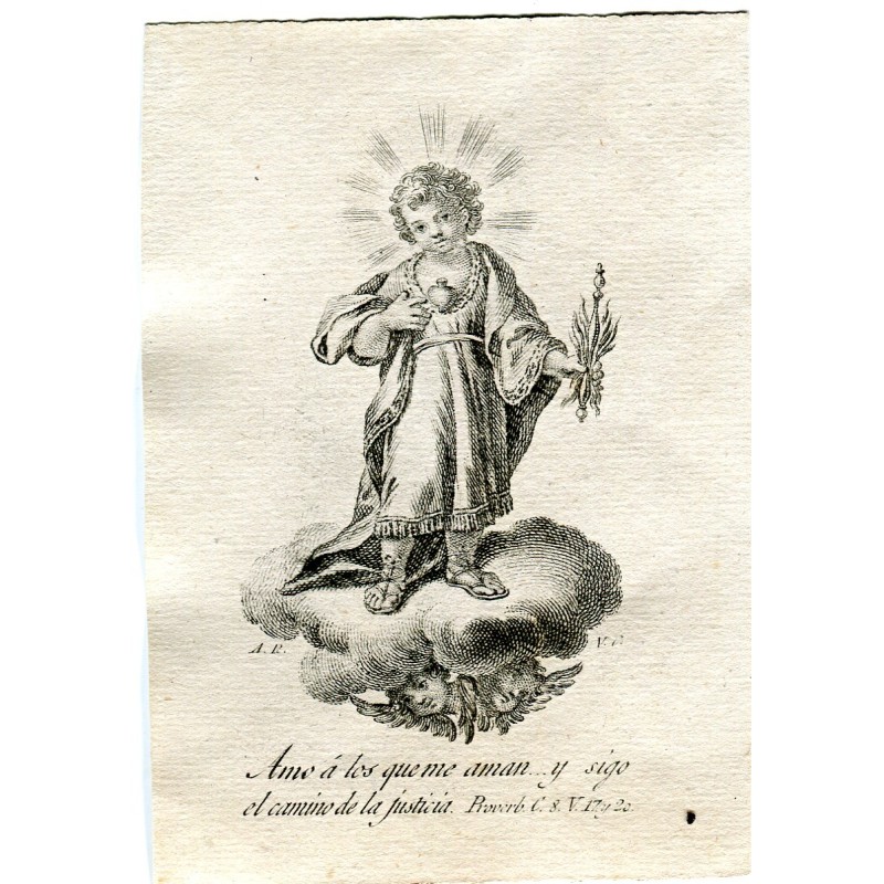 Child Jesus engraved by Vicente Capilla from a drawing by Antonio Rodriguez