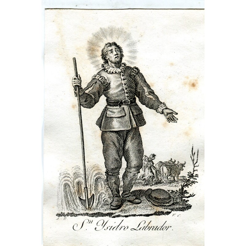 San Isidro Labrador, incisa da Vicente Capilla su disegno di Antonio Rodriguez