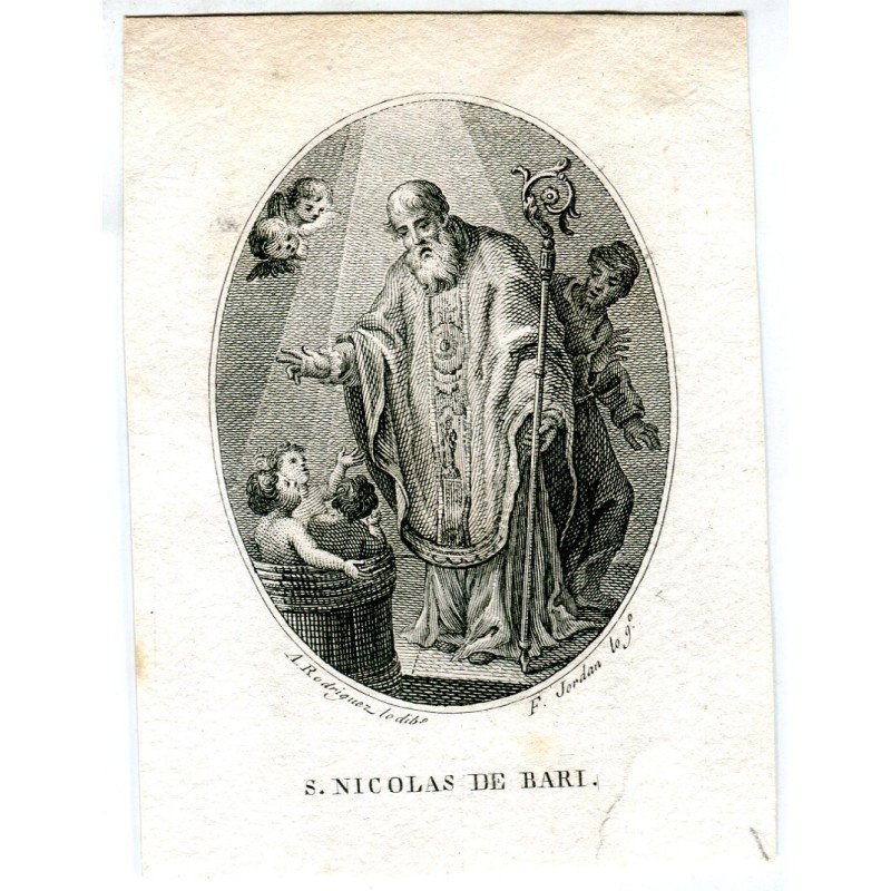 Saint Nicolas de Bari gravé par Francisco Jordan d'après un dessin d'Antonio Rodriguez.
