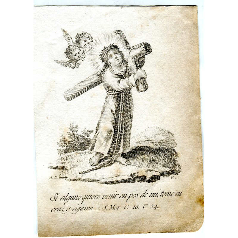 Cristo con la cruz a cuestas grabado por Vicente Capila, dibujó Antonio Rodriguez