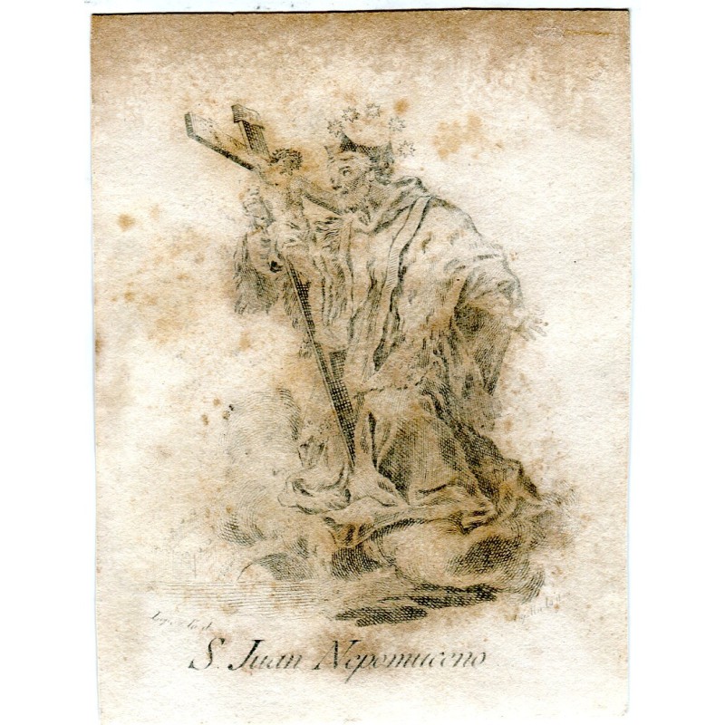 Der heilige Johannes von Nepomuk, gestochen von Vicente Capilla nach einer Zeichnung von Vicente Lopez