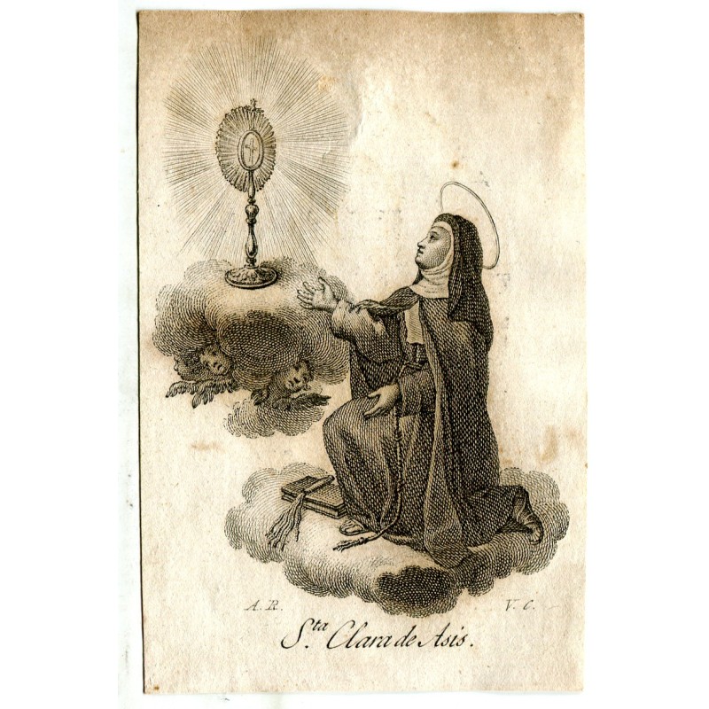 Die Heilige Klara von Assisi, gestochen von Vicente Capilla nach einer Zeichnung von Antonio Rodriguez