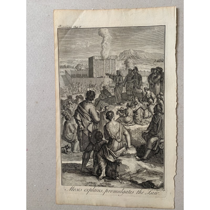 Bible. Moïse explique la promulgation de la Loi, gravée par J. Basire.