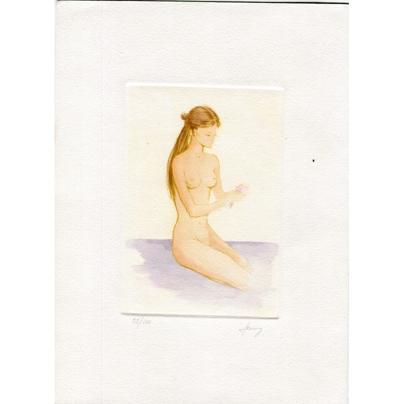Nu. Lithographie couleur, numérotée et signée par Jenny.