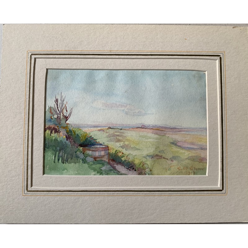 Landscape. Watercolor from the 19th-20th century English school, signed EH Stone