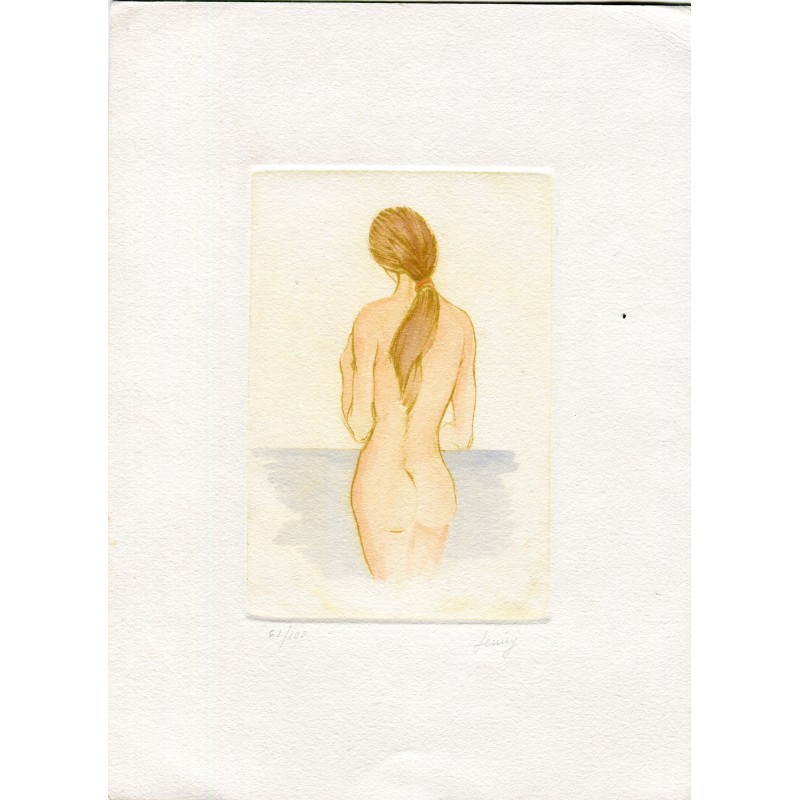 Nude. Colored lithograph, numbered and signed by Jenny.