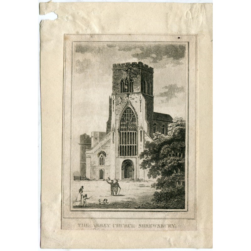La chiesa abbaziale di Shrewsbury, incisione del XIX secolo