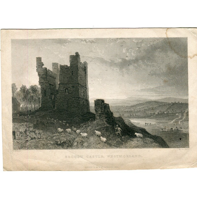 Brough Castle, Westmorland. Engraved by W. Le Petit copy of Thomas. Allom.
