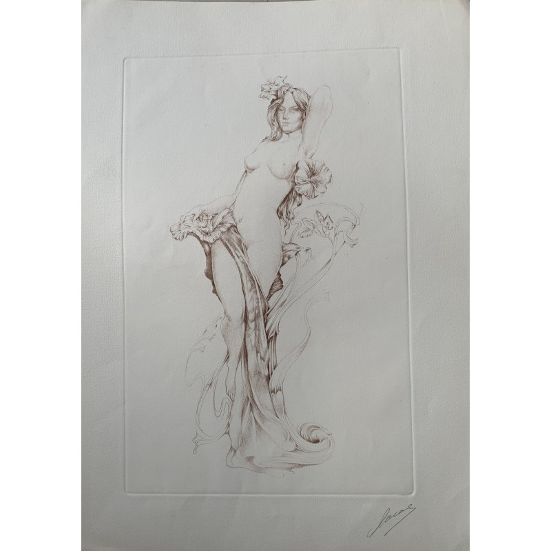 Litografia color de Joven firmada a lápiz Lacal?