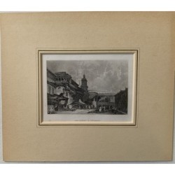 Vitoria with the Church of San Pedro Apostol - Antique engraving