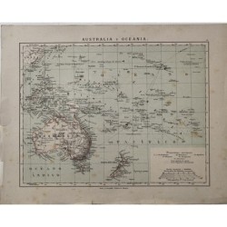 Mappa della colonizzazione europea dell'Australia e dell'Oceania, 1885 di Gras y Cia.