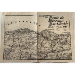 Mappa della guerra civile spagnola con il fronte di battaglia di Vizcaya e Santander (1936-1939)