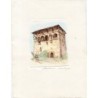 Tour Muntsaratz à Abadiano (Vizcaya) gravure en couleurs signée Verdaguer
