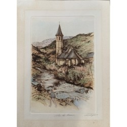 Aran Valley. Lithograph signed by Verdaguer.