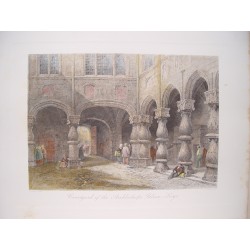 Bélgica «Courtyard of the Archbishop´s Palace, Liege»Pintó Lewis John  Wood (1813-1901). Grabó J.J. Crew.