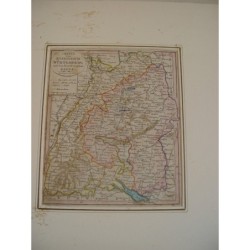 Carte du Royaume de Wurtemberg et du Grand-Duché de Bade, Allemagne - J. Walch