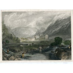 Abbaye de Rivaulx, gravure du Yorkshire réalisée en 1827 par F. Goodall d'après une œuvre de JMW Turner