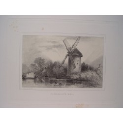 Bélgica. «Rembrand´s Mill».Dibujó Edward William Coke (1811-1880) Grabó Charles George Lewis (1808-1880).