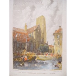 Holanda. «Vue de la Cathedrale of Rotterdam» Dibujó W.H. Barlett.Grabó Laurence Lhaulier.