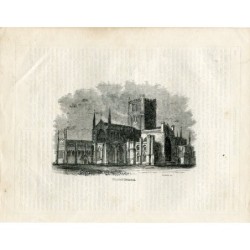 Hereford Cathedral. Antique engraving.