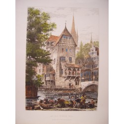 Alemania. An Old German Mill. Grabado Axel Herman Haig (1835-1921)