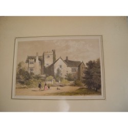 Throwley Hall. Staffordshire. Lithographie d'après H.L. Prout.