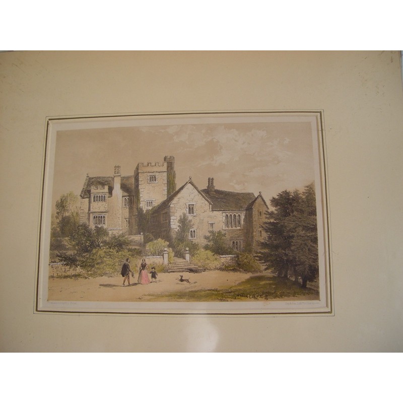 Throwley Hall. Staffordshire. Litografia da HL Prout