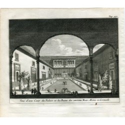 Cour des Myrtes de l'Alhambra - Gravure de 1707 - Van der Aa