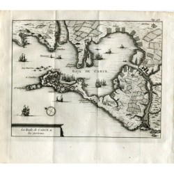 La Rade de Cadix et les environs. Engraved by Pieter Van der Aa, 1707.