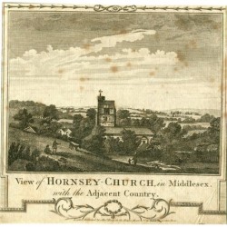 1784 St Mary’s Church and Tower in Middlesex - Antique engraving