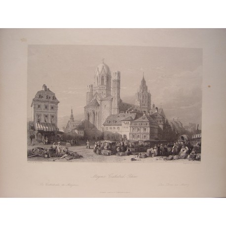 Alemania. «Mayence Cathedral, Rhine» Pintó William Leighton Leitch (1804-1883). Grabó J.Redaway.