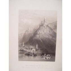 Alemania. «Castle of Thurmberg, called The Mouse, Rhin» Dibujo W. Leighton Leitch (1804-1883). Grabó W. Floyd(inglés, siglo XIX)