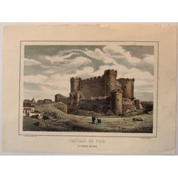 Schloss Pioz in Guadalajara - Antike Lithographie