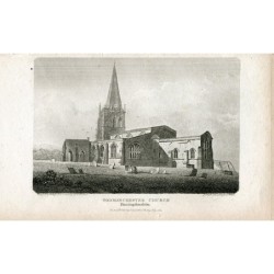 Chiesa di Godmanchester nell'Huntingdonshire, incisa nel 1804 da R. Roffe. Disegnata da RJ Carraden.