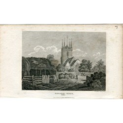 Église de Haylsham, Sufsex, gravée en 1812 par Hay d'après un dessin de JP Neale