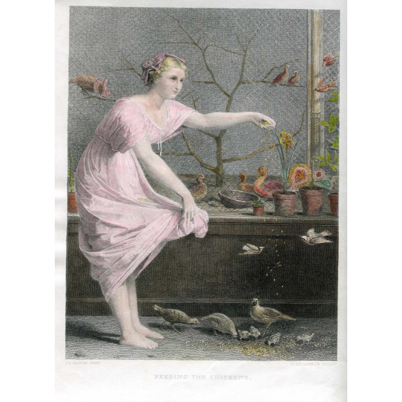 Feeding the chickens, after JL Hamon. J. Levasseur