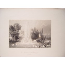 Alemania. «The Fountain of Wilhemshohe s». Grabó Albert Henry Payne (1812-1902)