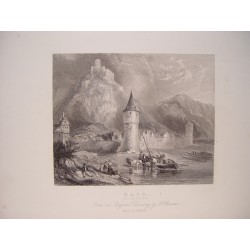 Alemania. «Kate on the Rhine». Grabó Henry Winkles (activo en Londres en 1819-1832)