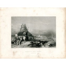 Schloss Holy Island, gestochen von E. Finden nach einer Zeichnung von G. Balmer