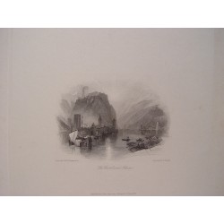 Alemania. «The Castellated Rhine». Grabó Edward Francis Finden (1791-1857).