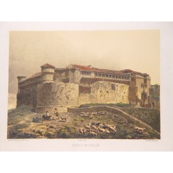 Spain.Segovia. 'Castillo de Cuellar' Painted by Parcerisa. Printed by s. Ysla.y Labielle.