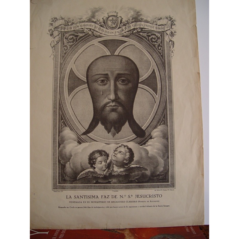 Das heiligste Antlitz Jesu Christi. Lithographie von Vicente Aznar, um 1870