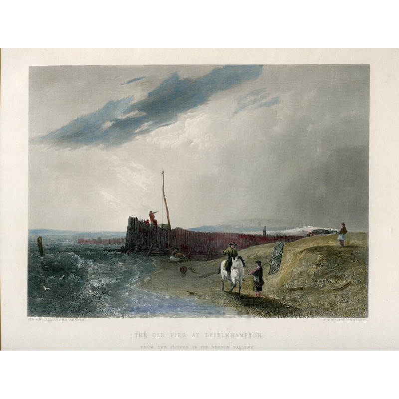 Inghilterra. Bristol. Il vecchio molo di Littlehampton. Incisione di J. Cousen da un'opera di A.W. Callcott.