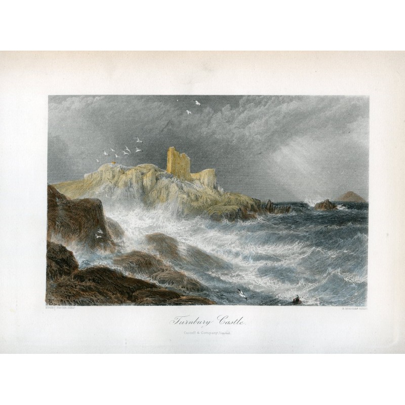 Scotland. Turnbury Castle. Engraving by S. Bradshaw after a work by Birket Foster.