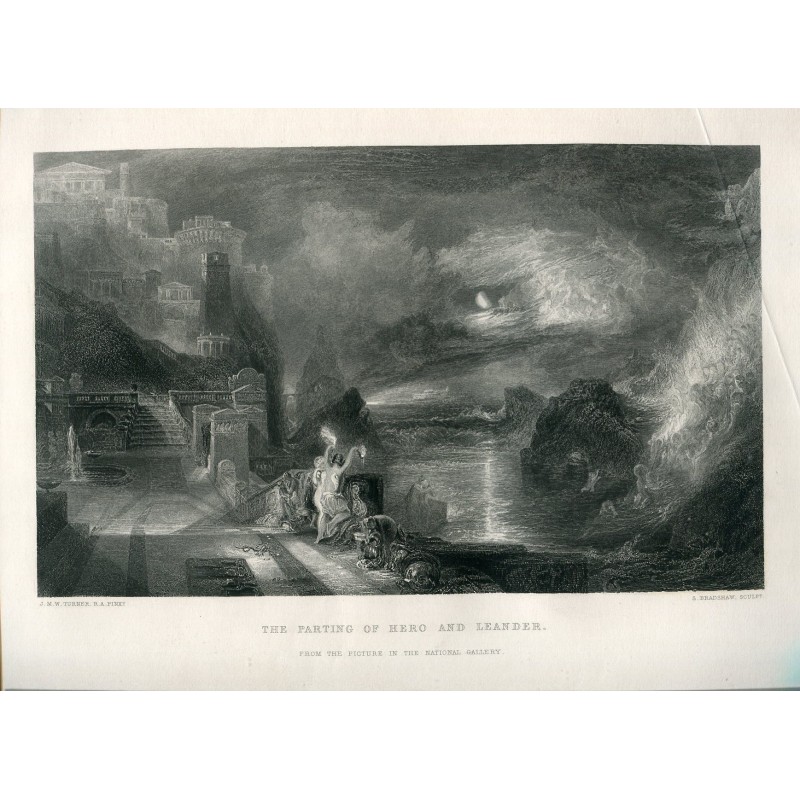 The Parting of Hero and Leander. Engraving by S. Bradshaw after a work by J.M.W. Turner.