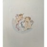 Gruppo di angeli Cupido. Litografia a colori firmata a matita da Verdaguer.