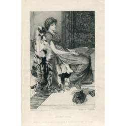 Quiet pets. Engraving by CG Murria based on the work of Alma Tatema.