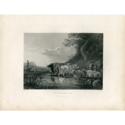 Aelbert Cuyp. La Garde du berger – Gravure signée du XIXe siècle