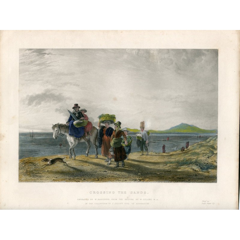 Traversée des sables. Gravure de 1860 par W. Radcliffe d'après un tableau de W. Collins.